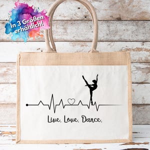Jute bag dancing gift ballerina bag heartbeat dance gift idea dancing mouse ballet bag for dancer shopping bag dance love
