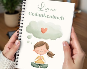 Carnet personnalisé pour enfant avec nom, carnet de pensées, journal intime, cadeau de pleine conscience, rentrée scolaire, anniversaire, bloc-notes pour écolier