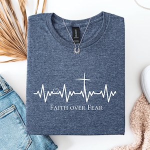 Christian T-Shirt Religious Gift Christian Clothing Spiritual Clothing Christian Shirt Faith over Fear Motivational Shirt