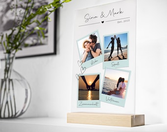 Verre acrylique personnalisé avec photos, cadeau de Saint-Valentin pour les couples, décoration amoureuse avec noms et date, cadeau d'anniversaire pour votre partenaire.