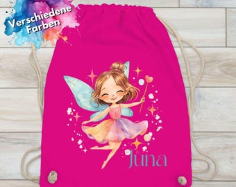 Sac à cordon personnalisé féerique, sac en tissu avec prénom, cadeau pour enfants, sac à cordon personnalisé avec prénom, cadeau pour la maternelle, sac de sport