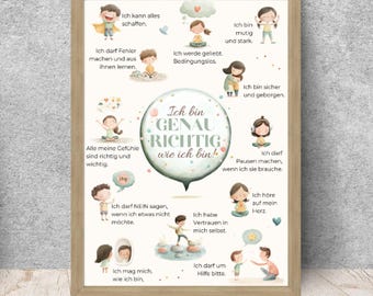 Affirmation posters for children, self-love posters, positive beliefs for children, wall decorations for children's rooms, Montessori posters, empowering children posters