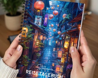 Carnet de voyage personnalisé Japon - Carnet style anime - Cadeau idéal pour les globe-trotteurs - Carnet de voyage personnalisable avec nom