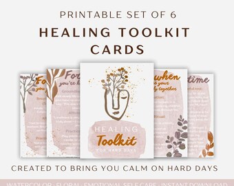 Healing Toolkit for Hard Days - Printable Self Care Cards - Affirmations and Rituals - Anxiety Relief - Emotional Healing - Instant Download