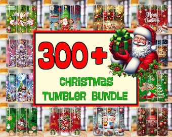 Bundel met meer dan 300 kerstbedrukte drinkbekers, sublimatieontwerpen met kerstthema voor 20 oz (ca. 590 ml), vrolijke kerstbedrukking, kerstmanbedrukte drinkbeker, sneeuwpopbedrukte drinkbeker.