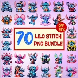 70 Stitch PNG Bundle, Stitch SVG, T Shirt Designs, Stitch Sublimation, Lilo and Stitch PNG, Cute Cartoon png, Instant Download, Stitch Lover