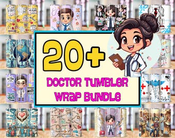 Paquete de envoltorios para vasos de doctor: Diseño médico de sublimación (descarga digital)
