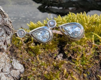 Antique 14K Gold Silver Rose Cut Diamond Earrings