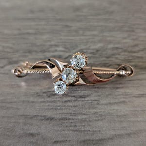 Antik Kejserlig Ryssland 56 Rysk 14k Guld Gammal Gruva Diamantbrosch