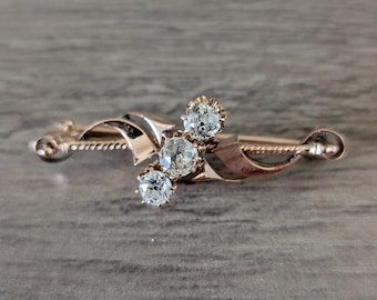Antique Imperial Russia 56 Russian 14k Gold Old Mine Diamond Brooch