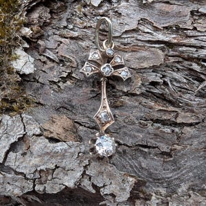 Antique Victorian 14K Gold  Silver Old Mine Cut Diamond Pendant