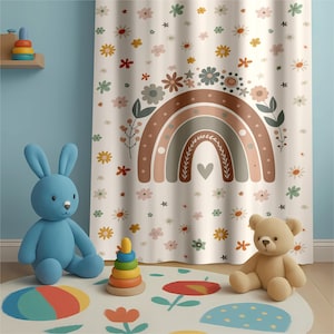 Rainbow Nursery Curtains, Baby Boy Room Nursery Curtain ,Playroom Decor, Gift for Kids, Adventure Theme Nursery, Window Curtains