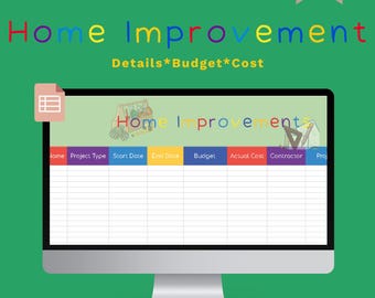 Home Improvement Planner & Contractor Quote Tracker | Renovation Budget Spreadsheet | Easy Project Organizer for Homeowners