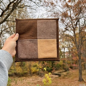 Trivet Handmade - Brown & Apricot, Patchwork Hot Pad, Farmhouse Kitchen, Table Decor, Housewarming Gift