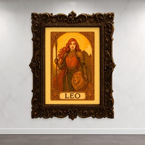 Leo Zodiac Art Nouveau Tarot Print: Astrology Gift (Digital Download)