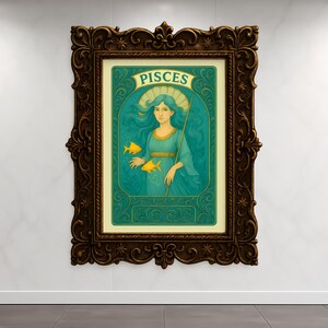 Mystical Pisces Tarot Style Zodiac Wall Art Printable Gift Pisces Birthday Astrology Decor PDF JPEG Digital Download Horoscope Gift For Her