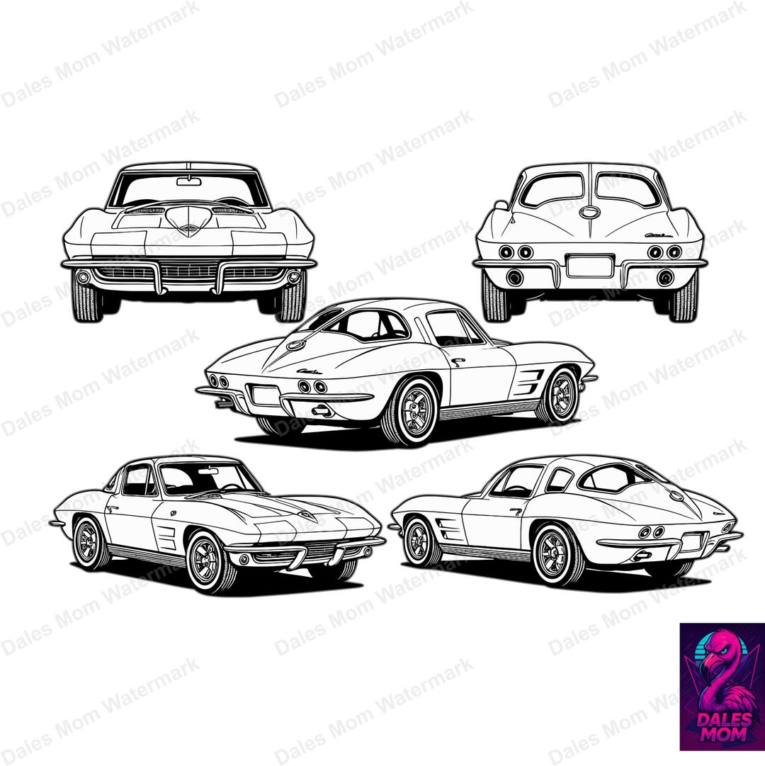 1963 Corvette Split Window Svg Pdf Dxf Png — Classic Sting Ray Sports ...