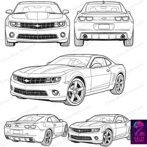 2011 Chevrolet Camaro RS SvG, PNG i PF vMuscle Car Vector do pobrania w formacie cyfrowym do Cricut, cięcia laserowego i majsterkowania