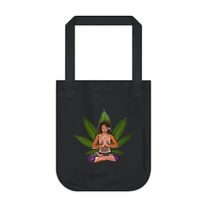 Andra Blissed Out Green Leaf Organic Canvas Tote Bag