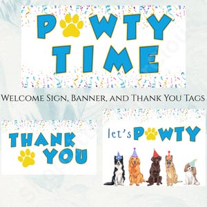 Let’s Pawty Pet Birthday Party Bundle | Dog or Cat Birthday Decorations | Printable Puppy Party Decor | Digital Download | Pet Party Signs