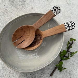 Wooden Serving Spoon- Wild Olive Wood Spoon- Olive Wood and Bone Spoon- Serving Spoons- Wooden Serving Utensils- Africa Decor- African Home