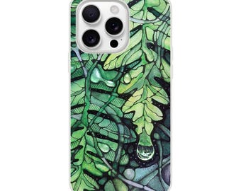 Green Fern iPhone Case: Frosted Botanical Print, Watercolor Design