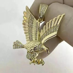 2.00Ct Round Cut Real Moissanite Eagle Men&#39;s Pendant 14K Yellow Gold Plated