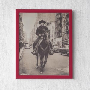 Vintage Cowboy Photo: NYC Street, Black and White Western Art (Digital Download)