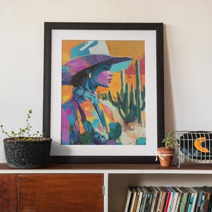 Colorful Cowgirl Art Print: Southwestern Desert Decor (Digital Download)