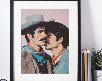 Queer Cowboy Art Print: Western LGBTQ+ Couple Portrait (Digital Download)