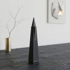 Miniature Skyscraper Sculpture – Urban Architecture Desk Object – Black SLS 3D Printed