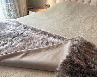 Chemin de lit en fausse fourrure, doublure en velours, large écharpe de luxe, jeté de chambre confortable