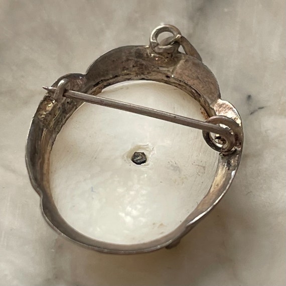 Antique silver pearl griffin dragon Victorian Pen… - image 9