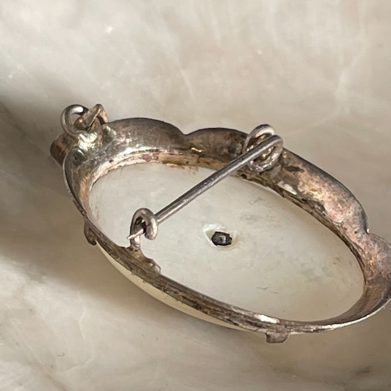 Antique silver pearl griffin dragon Victorian Pen… - image 8