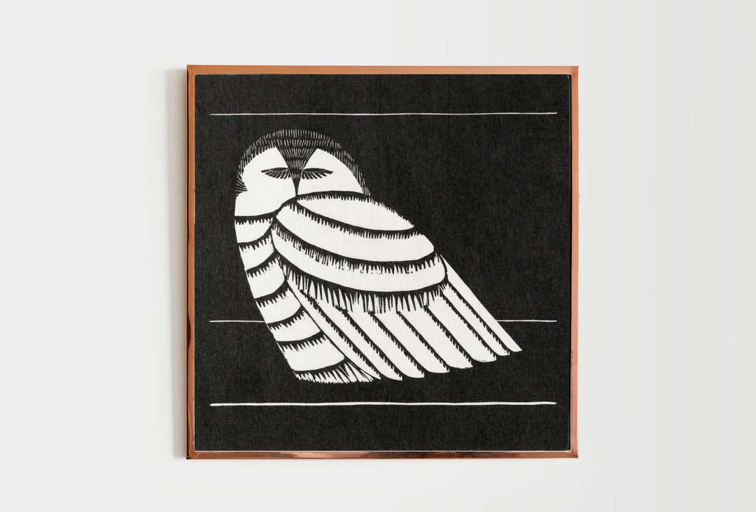 Vintage Snowy Owl Art Print: Antique Black and White Illustration ...