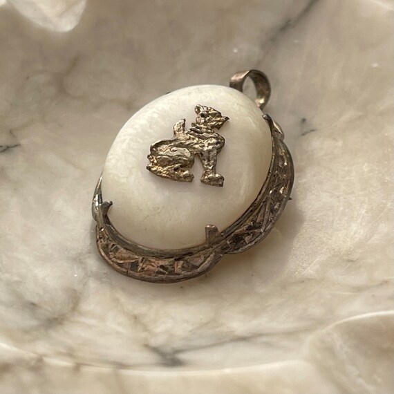Antique silver pearl griffin dragon Victorian Pen… - image 6