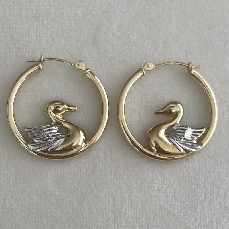 Bird Silhouette Hoop Earrings – Gold Stainless Steel