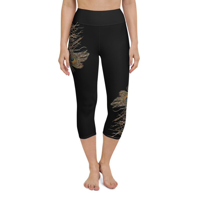 Peacock Bird Feather Capri Leggings Pants Bohemian Pants Hippie Pants