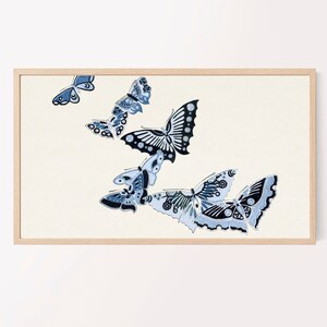 Japandi Samsung Frame TV Art Chinoiserie Boho vlinders Japanse kunst digitale download Boho neutraal Nordic Scandinavische vintage lente