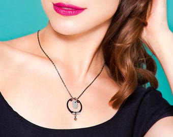 As seen on The Vampire Diaries, Beach Stone Necklace, Gunmetal Necklace, Hardware Jewelry, Jewelry Worn on TV