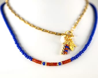 Boho Layering Necklaces with Carnelian Beads, Charm Necklace, Gemstone Jewelry