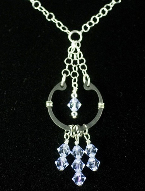 Crystal bead necklace hardware jewelry lavendar sterling Etsy