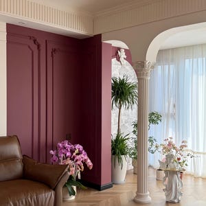 Wood Acanthus Roman Column Set – Greek Architectural Fluted Pillar with Capital & Base (Hollow Core, Full or Half Column Options)