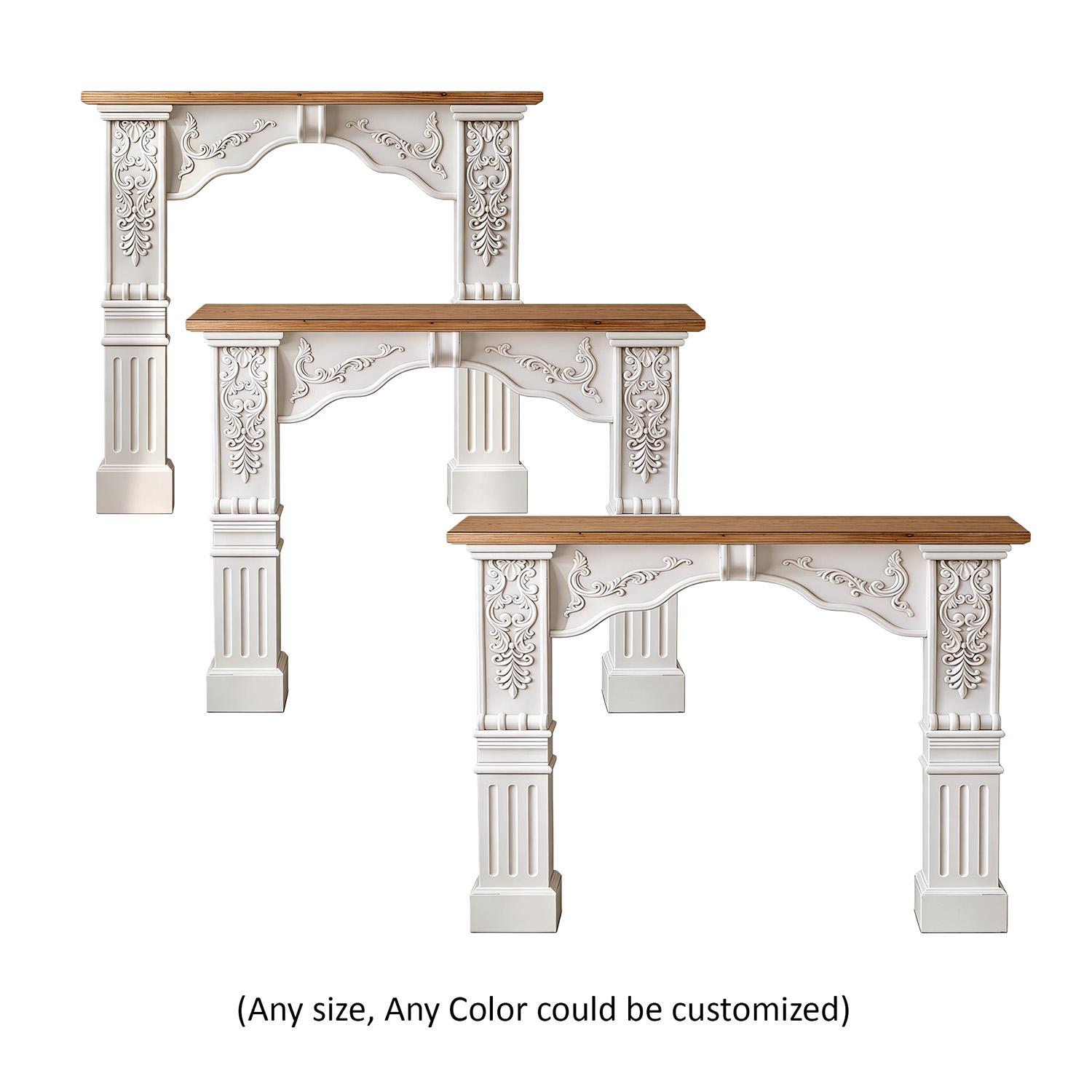 Distressed White Wood Fireplace Mantel Shelf - Custom Size & Color