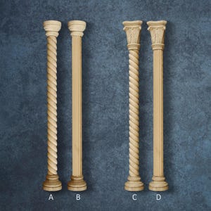 Slim Roman Relief Column Wall Decor - Flat-Back Engraved Pillar with Capital & Base - Greek Temple Architectural Element