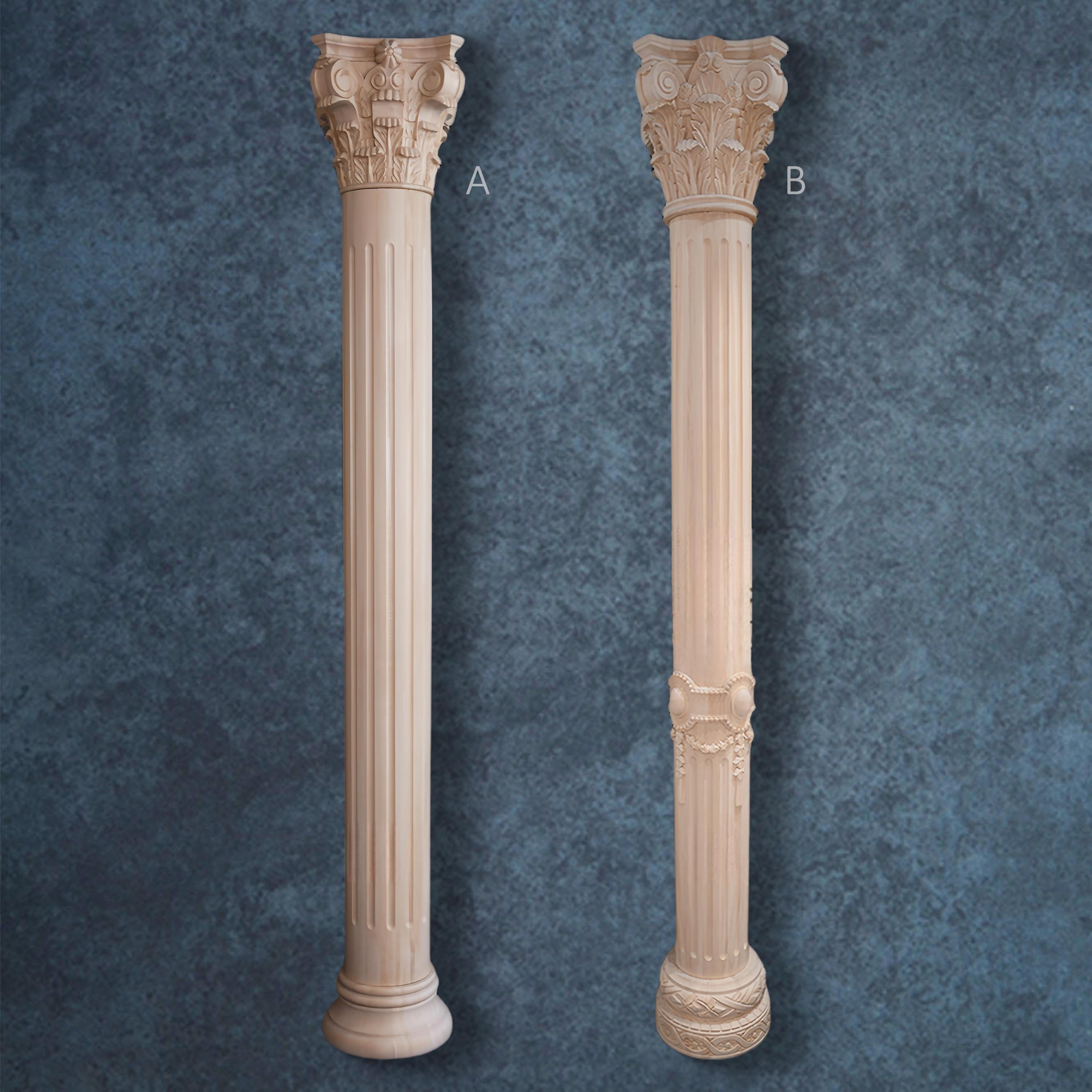 Roman Column Set Wood Acanthus Roman Column Set – Unfinished Greek Architectural Fluted ...
