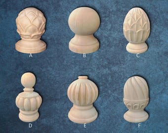 Houten trapkruisbloem, onvoltooide massief houten gesneden paaldop, dop voor bedstijl, meubeleindstukken