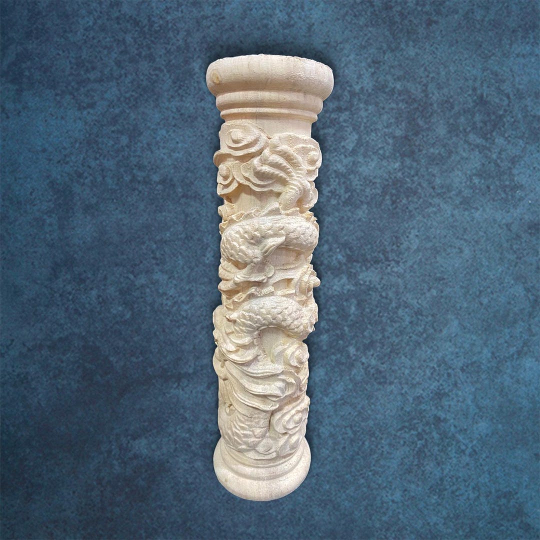 Unfinished Dragon Column Post, Altar Pillar for Shrine, Wedding Sedan ...