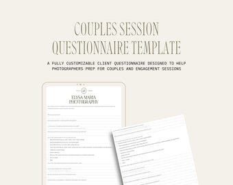 Photographer's Couples Session Questionnaire Template: Editable Client Prep Form (Google Doc)