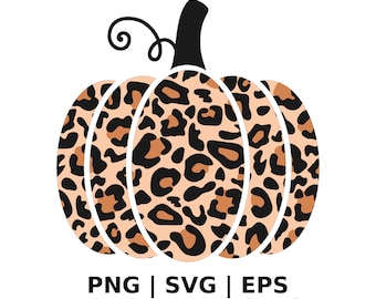 Leopard Print Pumpkin PNG SVG EPS Fall Sublimation Design, Animal Print Pumpkin Clipart, Autumn Harvest Digital Download Thanksgiving Decor